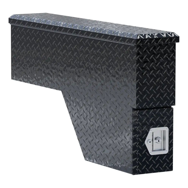 UWS 48" Wheel Well Tool Box in Gloss Black, front three-quarter from the opposite side