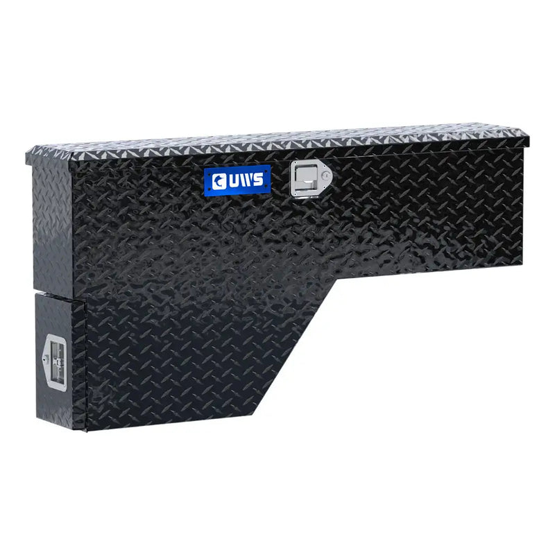 UWS 48" Wheel Well Tool Box in Gloss Black, rear three-quarter view