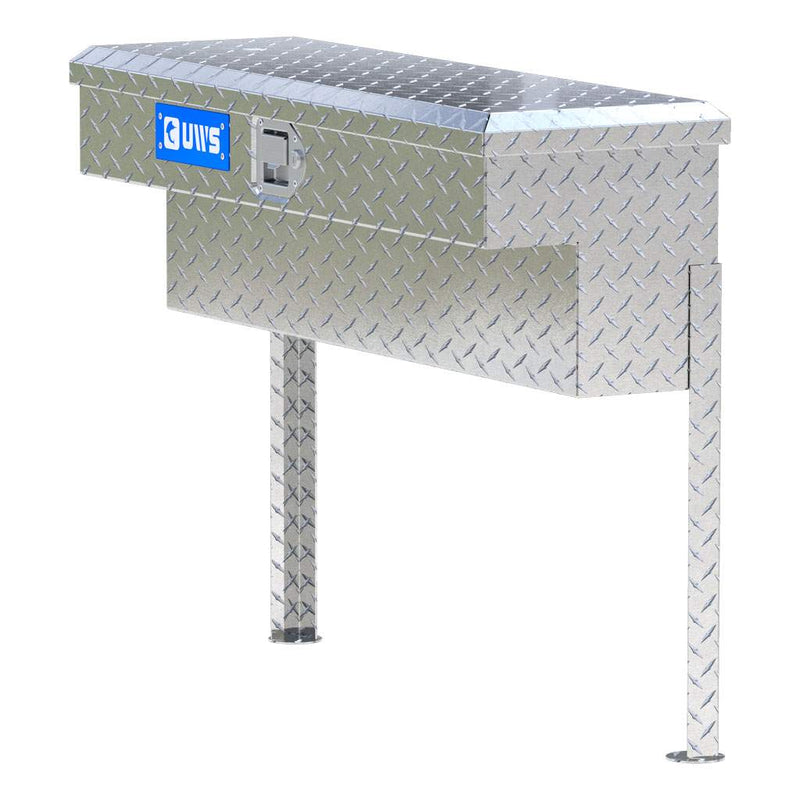 UWS 36" Truck Side Tool Box in Bright Aluminum, front three-quarter studio view