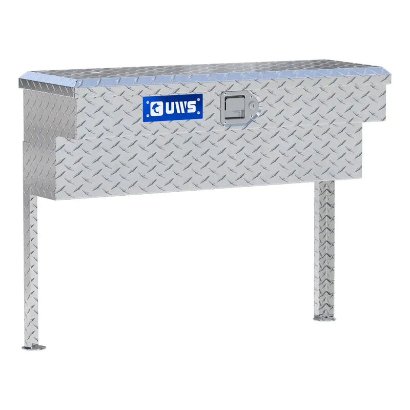 UWS 36" Truck Side Tool Box in Bright Aluminum, rear three-quarter view
