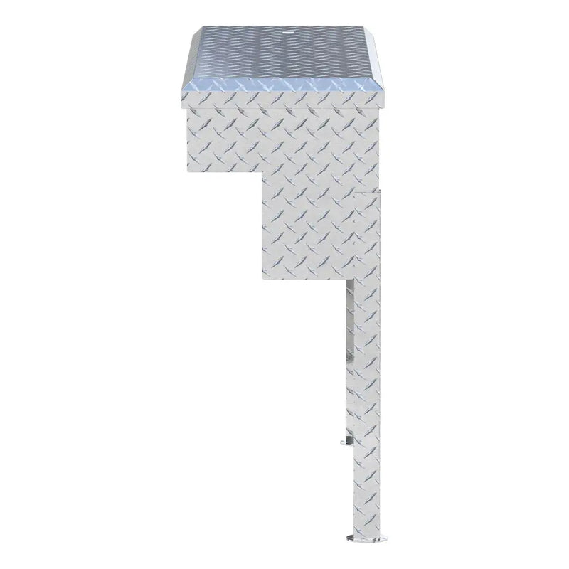 UWS 36" Truck Side Tool Box in Bright Aluminum, top-down three-quarter view of the closed lid