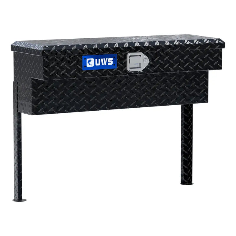 UWS 36" Truck Side Tool Box in Gloss Black, rear three-quarter view