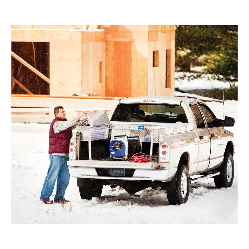 UWS 48" Truck Side Tool Box in Bright Aluminum, in-use photograph