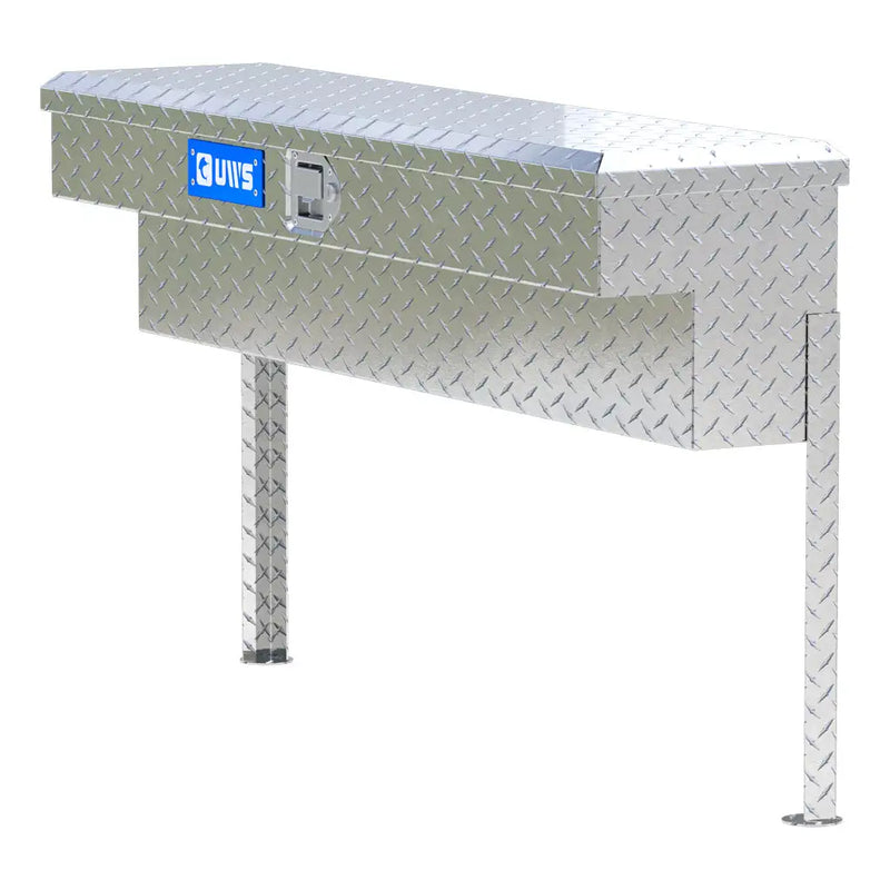 UWS 48" Truck Side Tool Box in Bright Aluminum, front three-quarter studio view