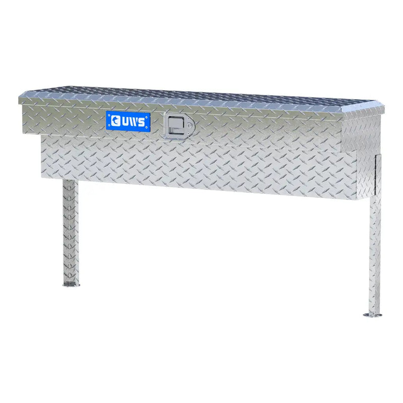 UWS 48" Truck Side Tool Box in Bright Aluminum, front three-quarter from the opposite side