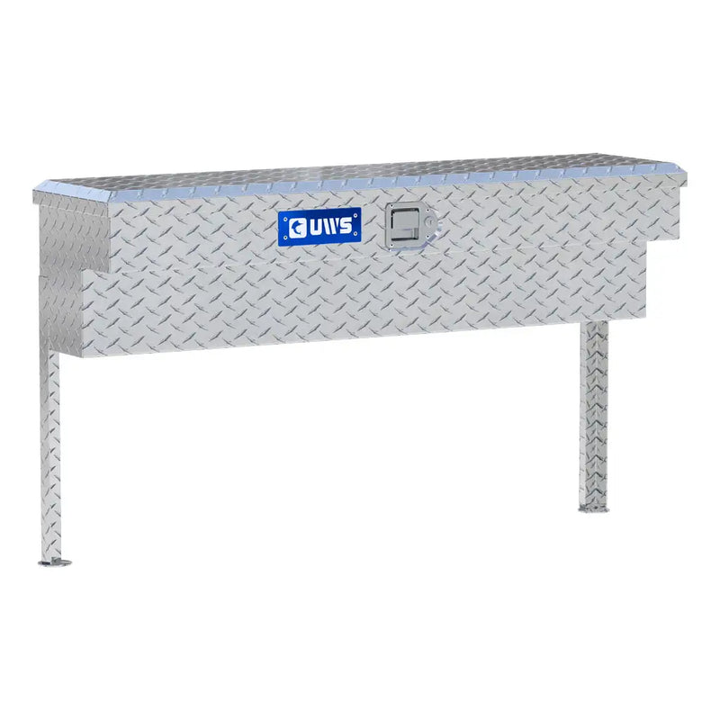 UWS 48" Truck Side Tool Box in Bright Aluminum, rear three-quarter view