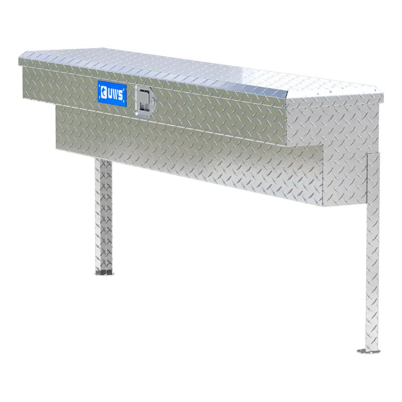 UWS 60" Truck Side Tool Box in Bright Aluminum, front three-quarter studio view