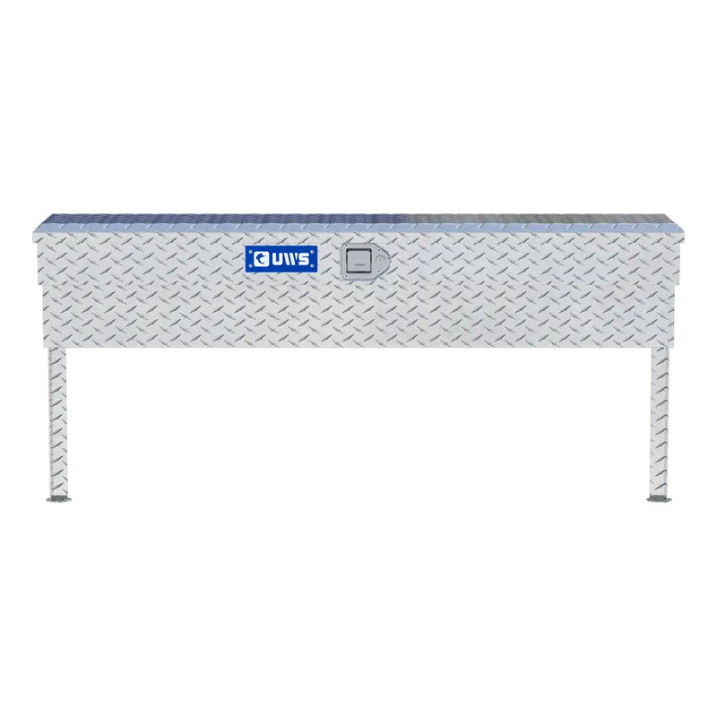 UWS 60" Truck Side Tool Box in Bright Aluminum, straight-on front elevation