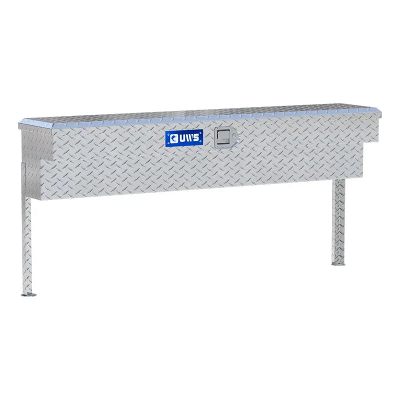 UWS 60" Truck Side Tool Box in Bright Aluminum, rear three-quarter view