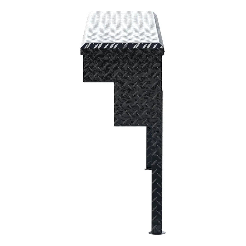 UWS 60" Truck Side Tool Box in Gloss Black, top-down three-quarter view of the closed lid