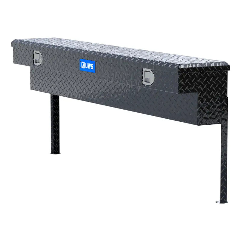 UWS 72" Truck Side Tool Box in Gloss Black, front three-quarter studio view