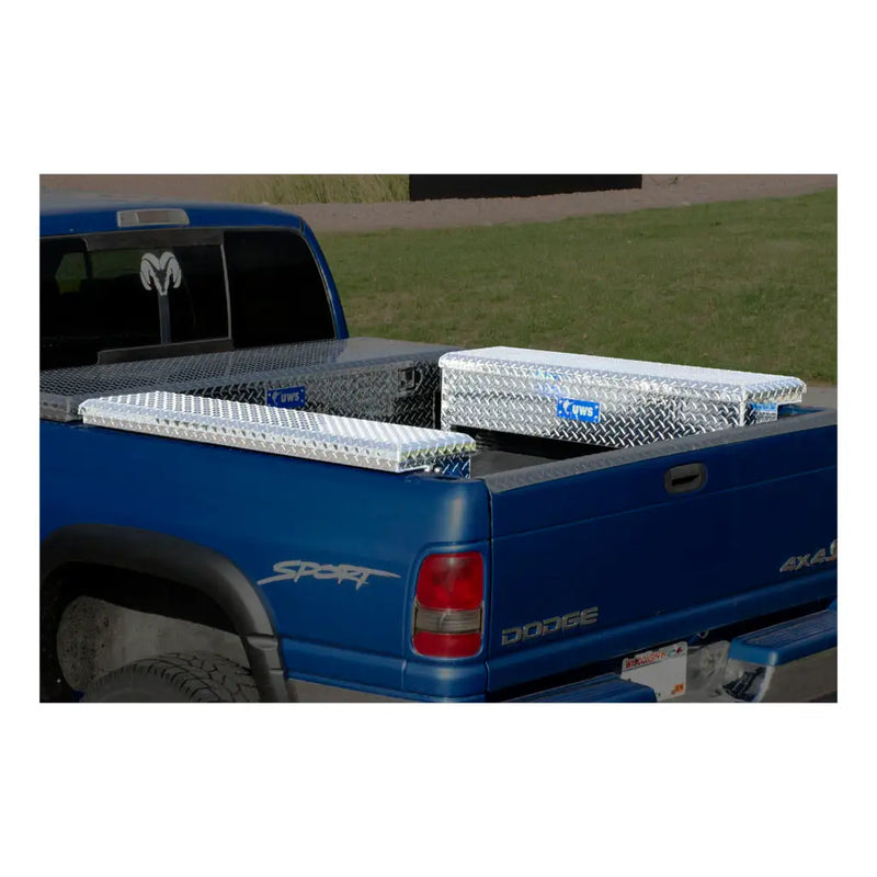 UWS 48" Truck Side Tool Box in Bright Aluminum, in-use photograph (view 2)