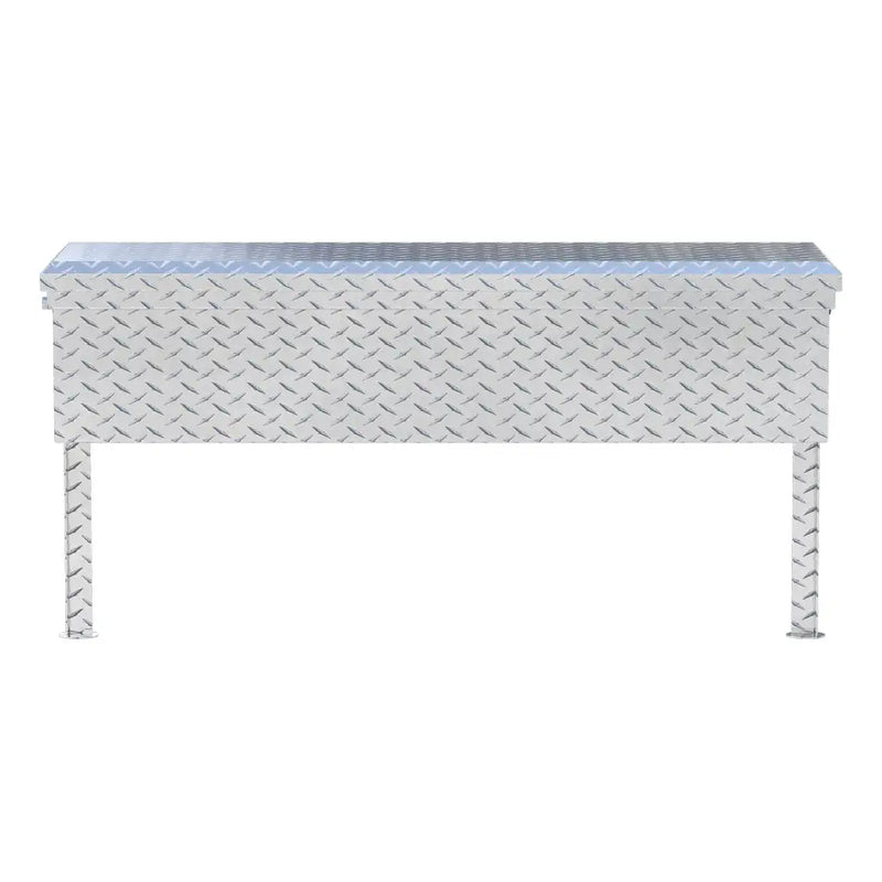 UWS 48" Truck Side Tool Box in Bright Aluminum, top-down three-quarter view of the closed lid