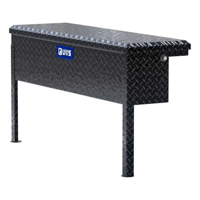 UWS 48" Truck Side Tool Box in Gloss Black, front three-quarter studio view