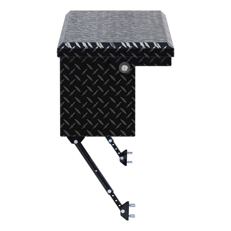 UWS 48" Truck Side Tool Box in Gloss Black, straight-on front elevation, fitted with the black space-saving legs