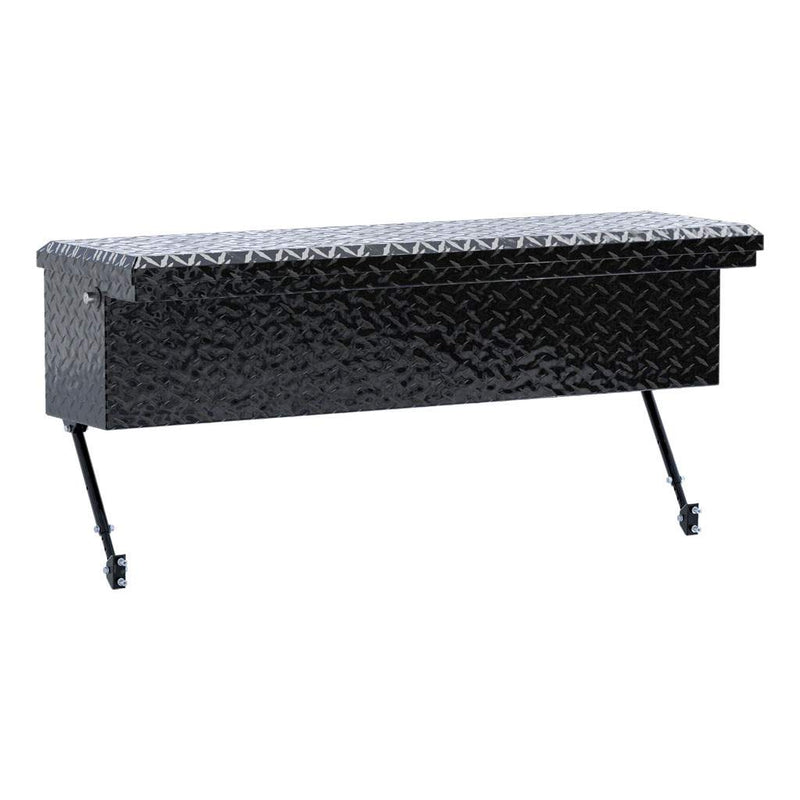 UWS 48" Truck Side Tool Box in Gloss Black, rear three-quarter view, fitted with the black space-saving legs