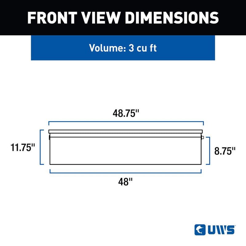 UWS 48" Truck Side Tool Box in Matte Black, UWS front-view dimension drawing