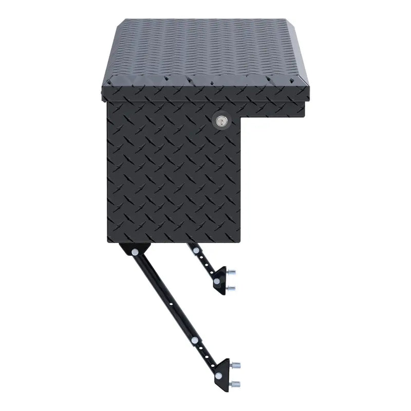 UWS 48" Truck Side Tool Box in Matte Black, straight-on front elevation, fitted with the black space-saving legs