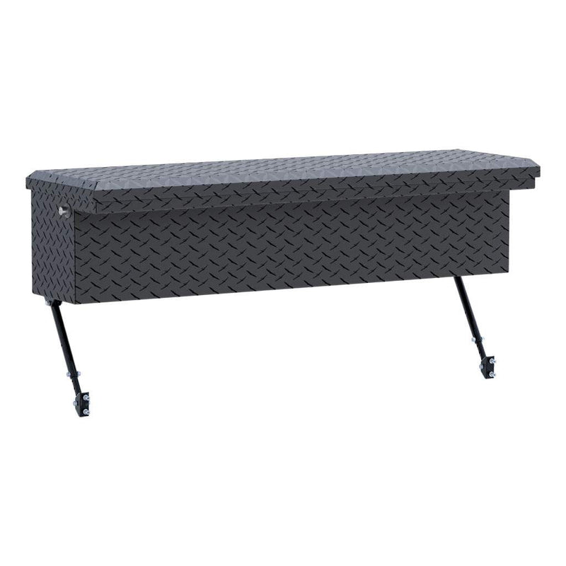 UWS 48" Truck Side Tool Box in Matte Black, rear three-quarter view, fitted with the black space-saving legs