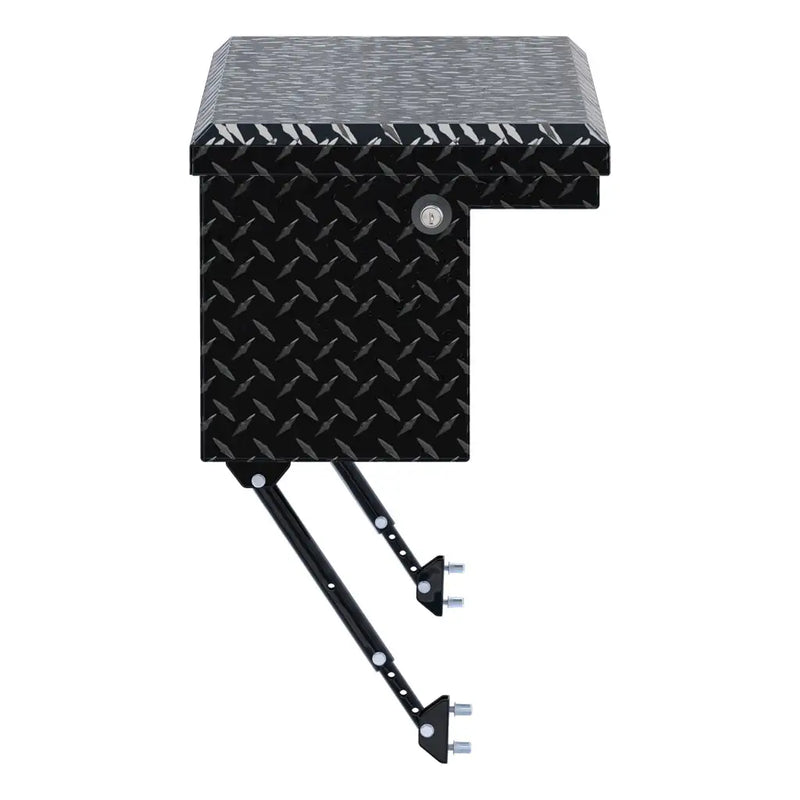 UWS 36" Truck Side Tool Box in Gloss Black, straight-on front elevation, fitted with the black space-saving legs