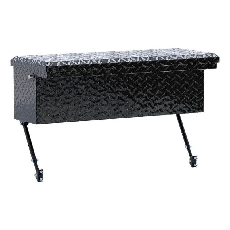 UWS 36" Truck Side Tool Box in Gloss Black, rear three-quarter view, fitted with the black space-saving legs