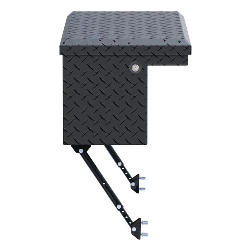 UWS 36" Truck Side Tool Box in Matte Black, straight-on front elevation, fitted with the black space-saving legs