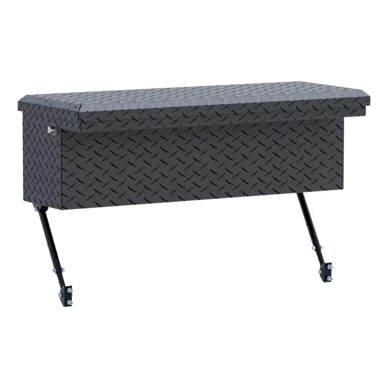 UWS 36" Truck Side Tool Box in Matte Black, rear three-quarter view, fitted with the black space-saving legs