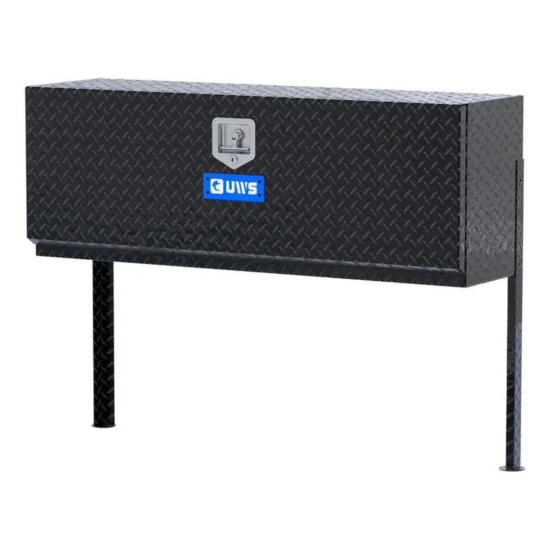 UWS 48" Topside Truck Tool Box in Gloss Black, front three-quarter from the opposite side
