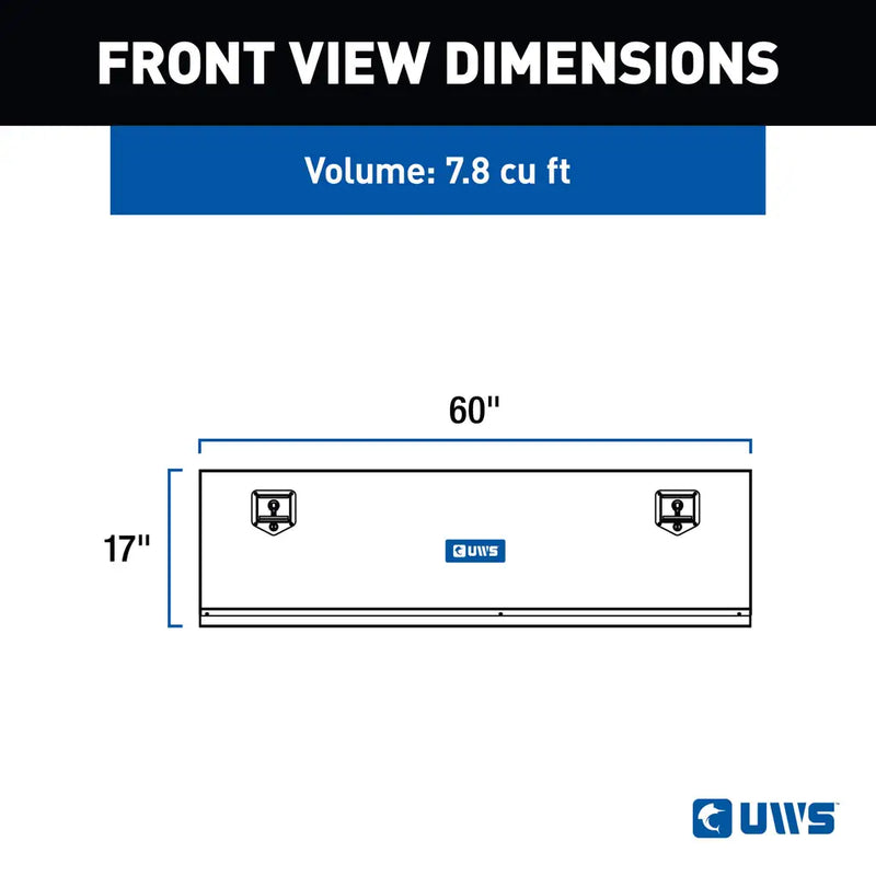 UWS 60" Topside Truck Tool Box in Gloss Black, UWS front-view dimension drawing