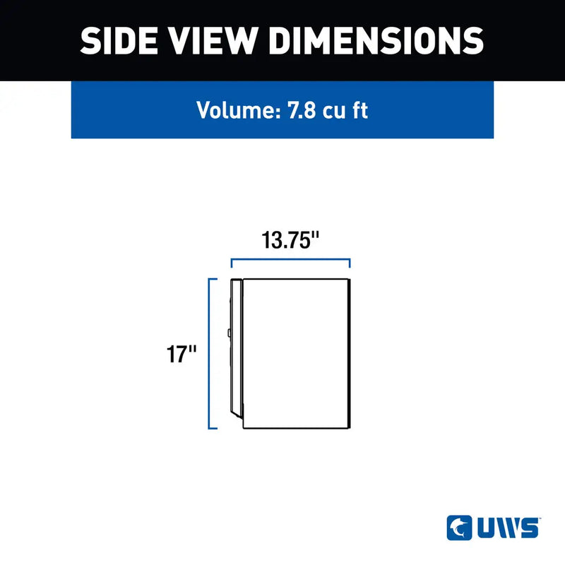 UWS 60" Topside Truck Tool Box in Gloss Black, UWS side-view dimension drawing