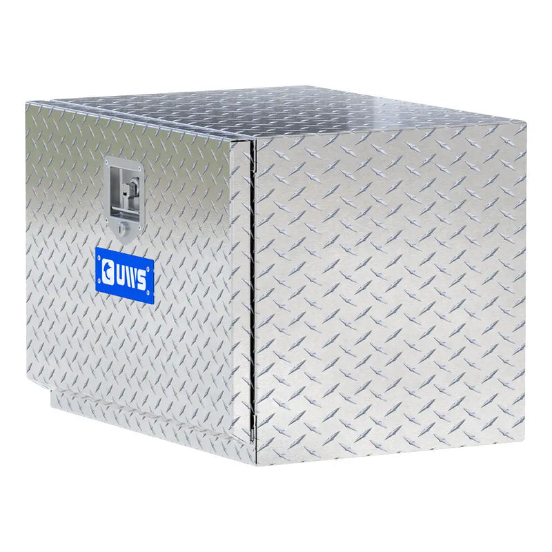 UWS 24" Underbody Tool Box in Bright Aluminum, front three-quarter studio view