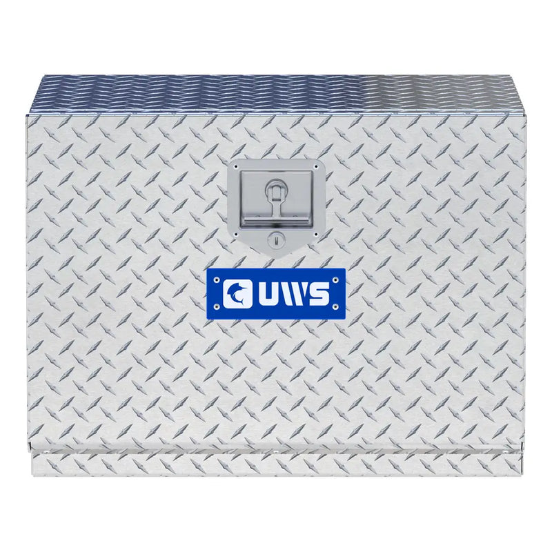 UWS 24" Underbody Tool Box in Bright Aluminum, straight-on front elevation