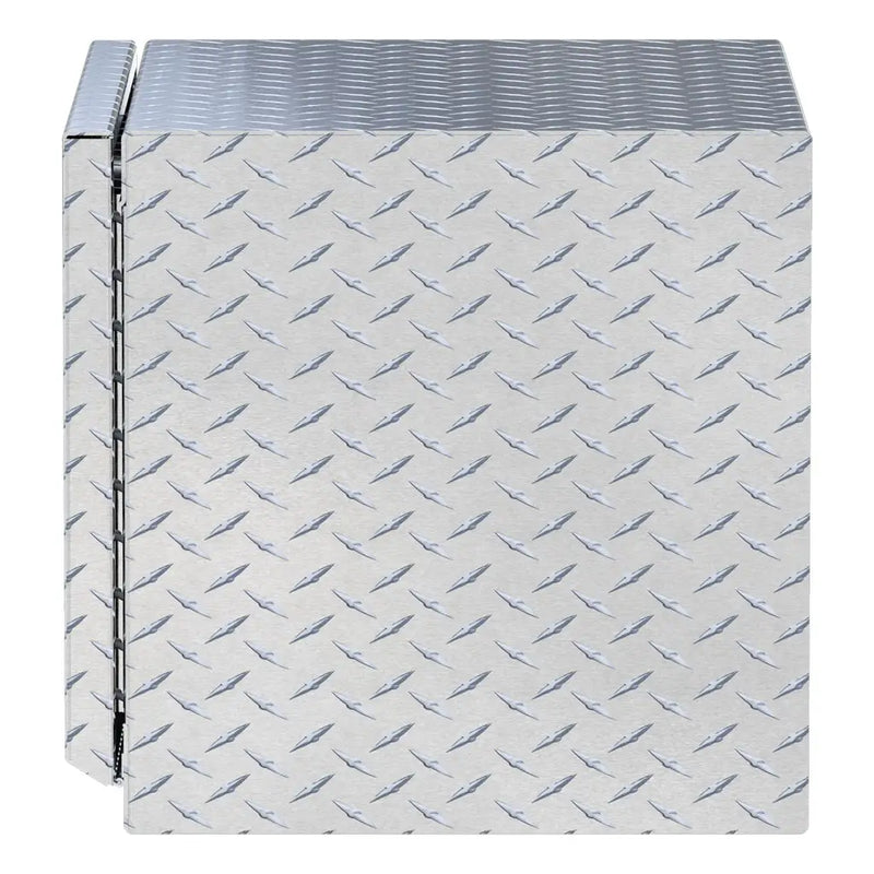 UWS 24" Underbody Tool Box in Bright Aluminum, top-down three-quarter view of the closed lid