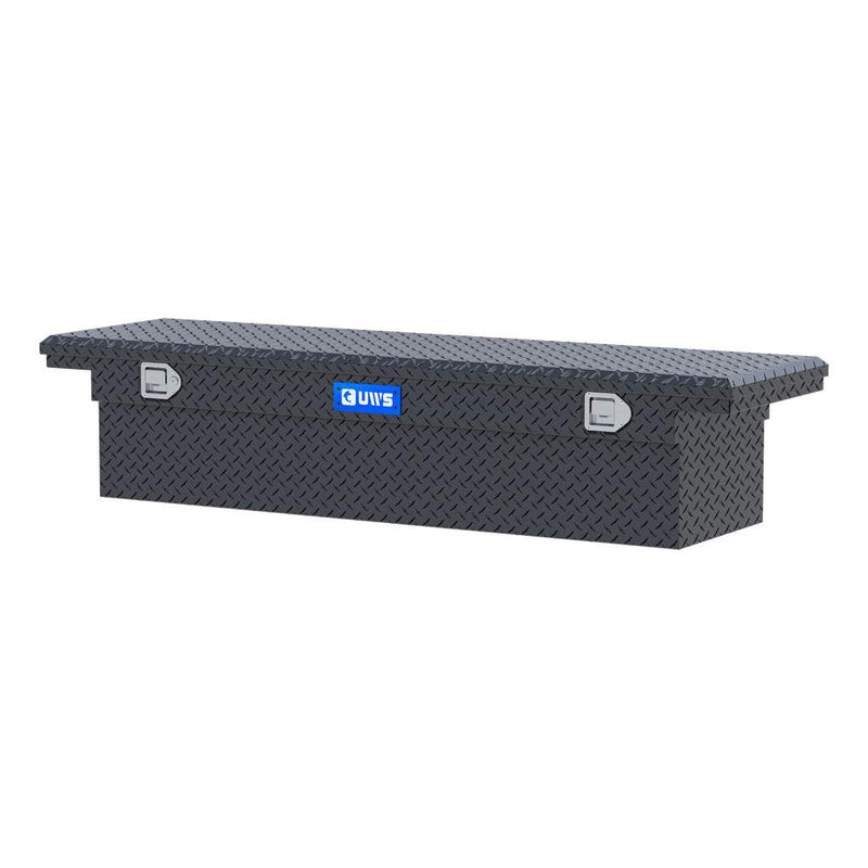 UWS 69" Crossover Truck Tool Box in Matte Black, front three-quarter from the opposite side