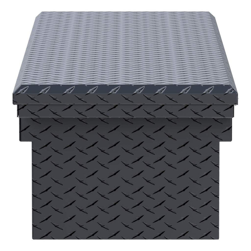 UWS 69" Crossover Truck Tool Box in Matte Black, top-down three-quarter view of the closed lid