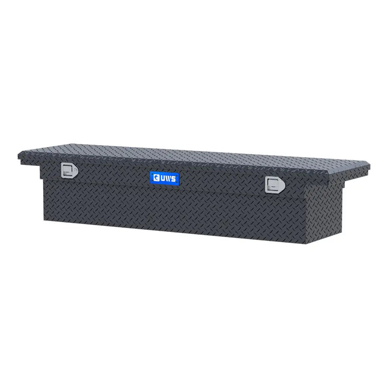 UWS 72" Crossover Truck Tool Box in Matte Black, front three-quarter from the opposite side