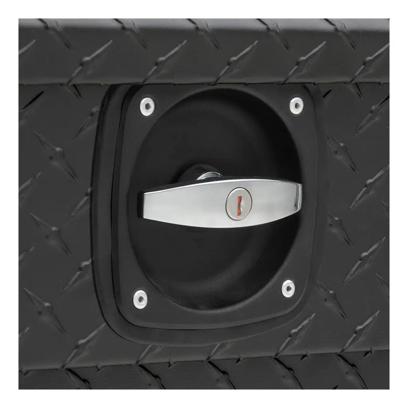 UWS 69" Crossover Truck Tool Box in Matte Black, close-up of the Secure Lock twist handle