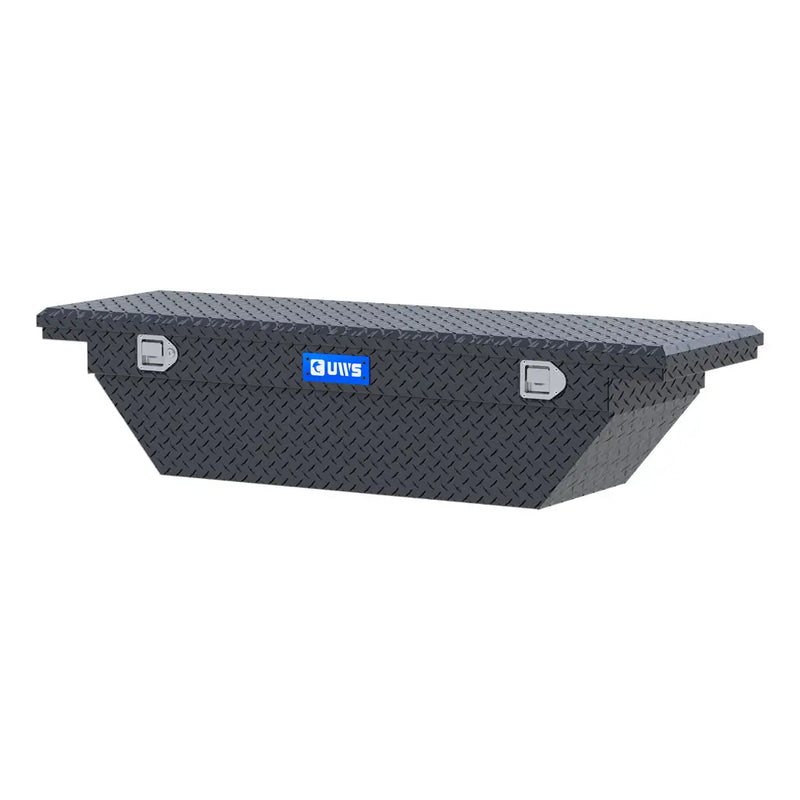 UWS 63" Crossover Truck Tool Box in Matte Black, front three-quarter from the opposite side