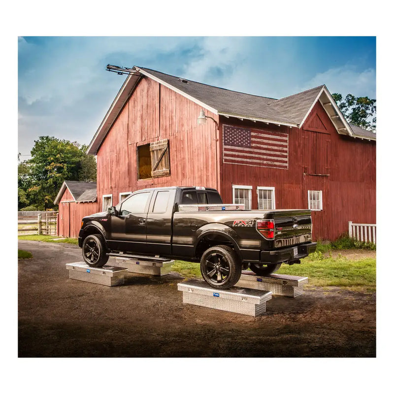 UWS 72" Crossover Truck Tool Box in Bright Aluminum, in-use photograph (view 2)