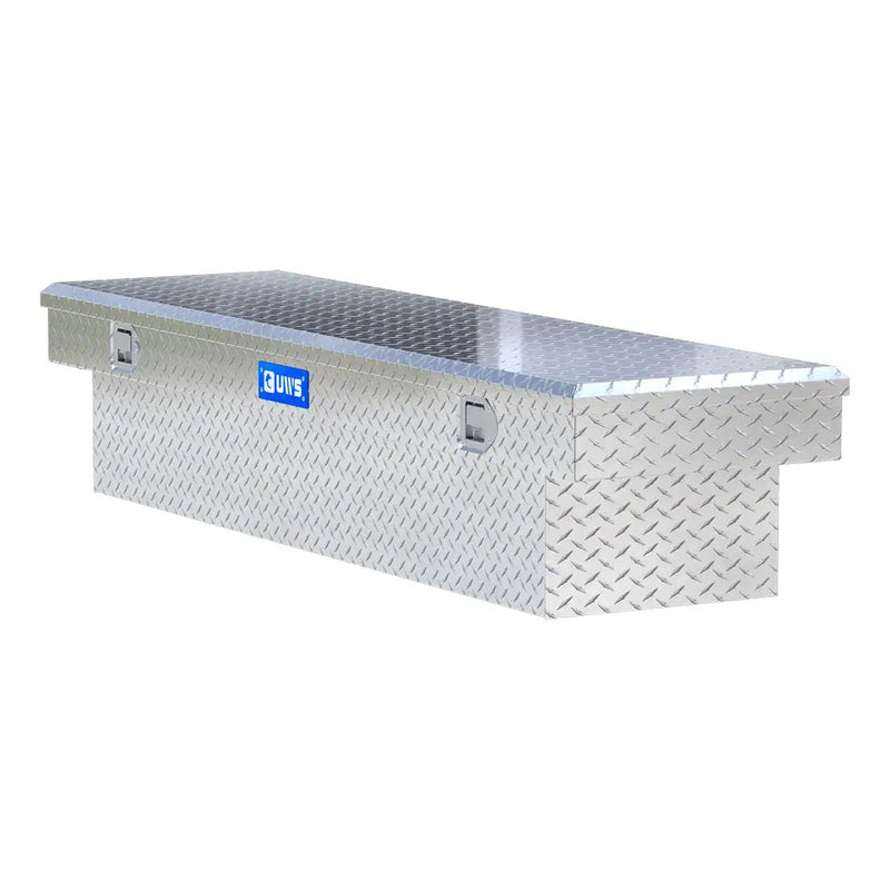 UWS 72" Crossover Truck Tool Box in Bright Aluminum, rear three-quarter view