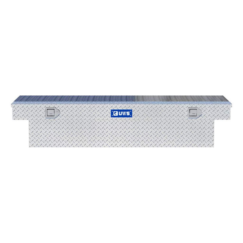 UWS 69" Crossover Truck Tool Box in Bright Aluminum, straight-on front elevation
