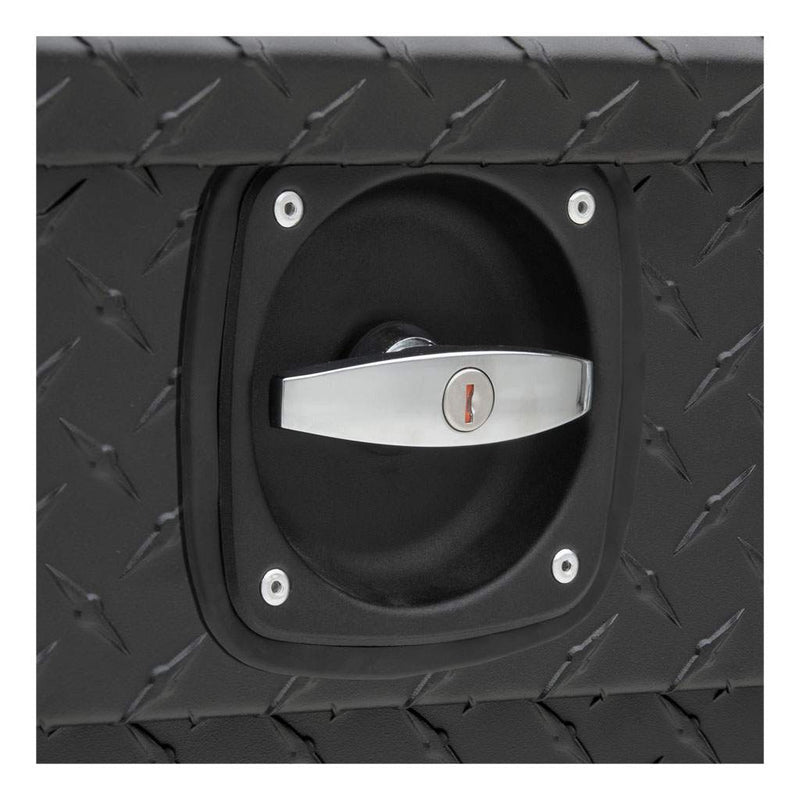 UWS 72" Crossover Truck Tool Box in Matte Black, close-up of the Secure Lock twist handle