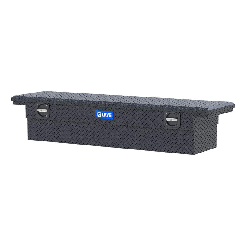UWS 72" Crossover Truck Tool Box in Matte Black, front three-quarter from the opposite side