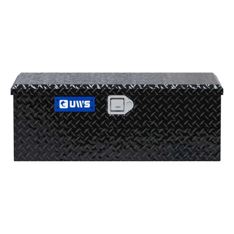 UWS 36" Foot Locker Chest Box straight-on front view showing the lid seam and the locking handle