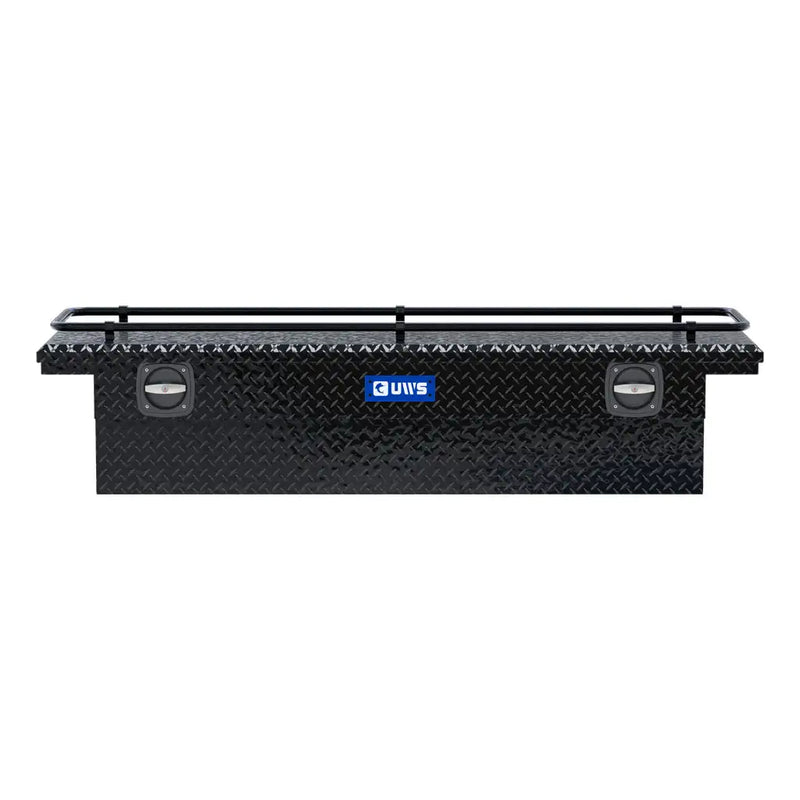 UWS SL-69-LP-BLK-R 69" gloss black crossover truck tool box, front elevation