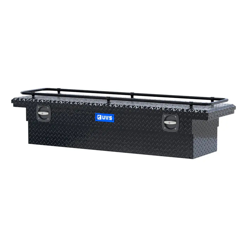 UWS SL-69-LP-BLK-R 69" gloss black crossover truck tool box, rear elevation