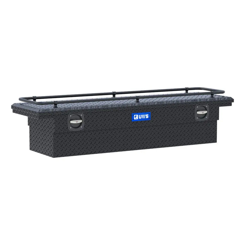 UWS SL-69-LP-MB-R 69" matte black crossover truck tool box, front three-quarter studio render