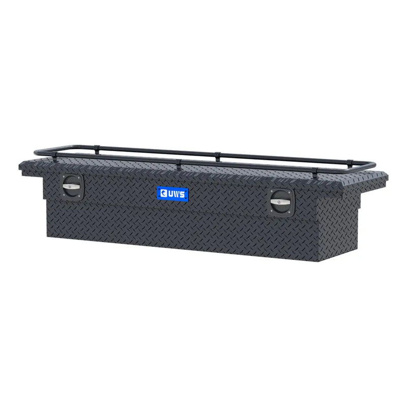 UWS SL-69-LP-MB-R 69" matte black crossover truck tool box, rear elevation