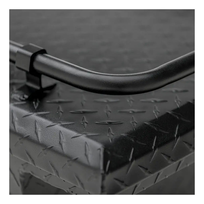 UWS SL-69-LP-MB-R 69" matte black crossover truck tool box, angled studio view