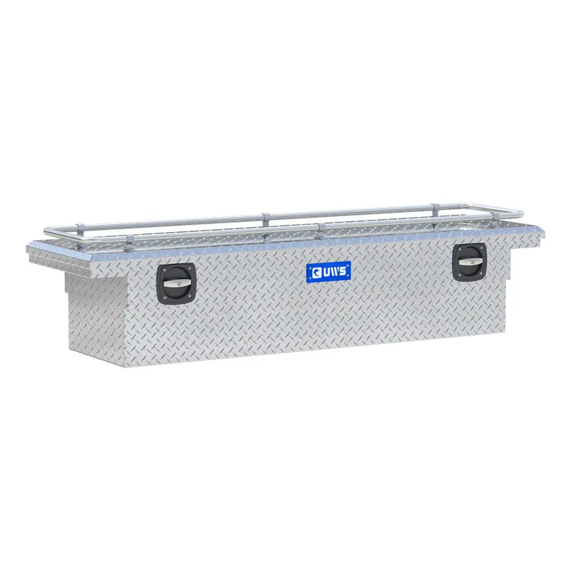 UWS SL-69-LP-R 69" bright aluminum crossover truck tool box, front three-quarter studio render